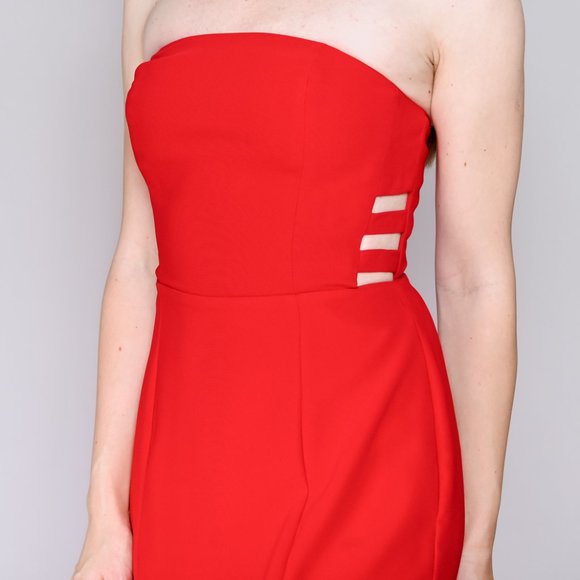 AMANDA UPRICHARD Red Strapless Cutout Dress - Picture 2 of 6